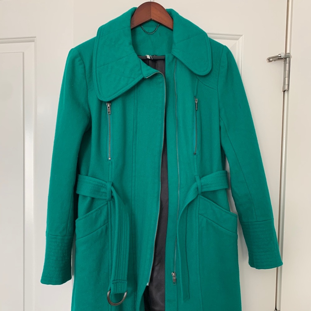 TopShop Kelly Green Wool Blend Coat - Picture 2 of 10